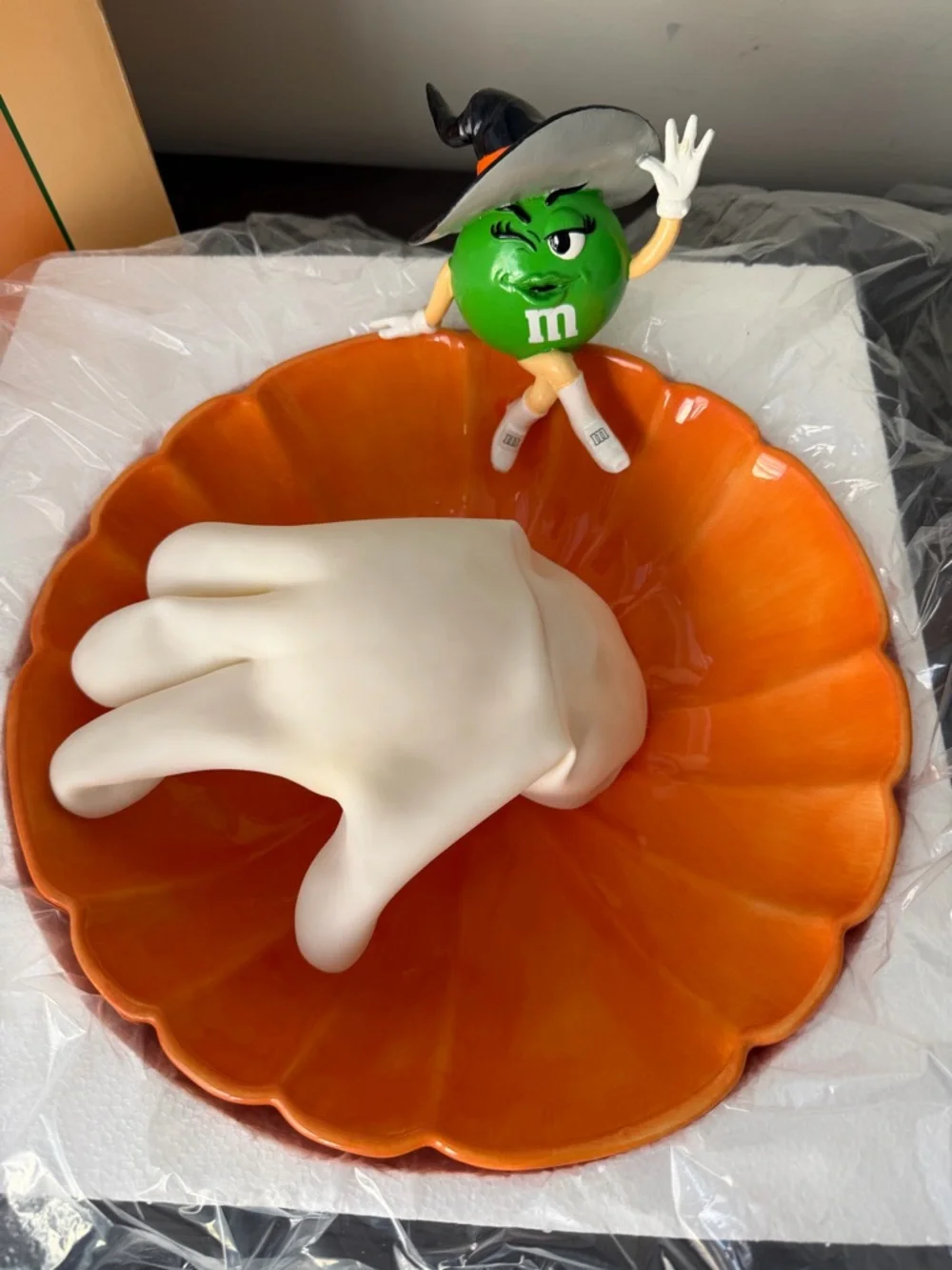 NEW M&M’s Animated Candy Dish Department 56 Green Character Halloween / Fall”